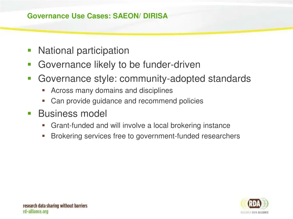 governance use cases saeon dirisa