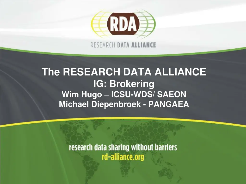the research data alliance ig brokering wim hugo