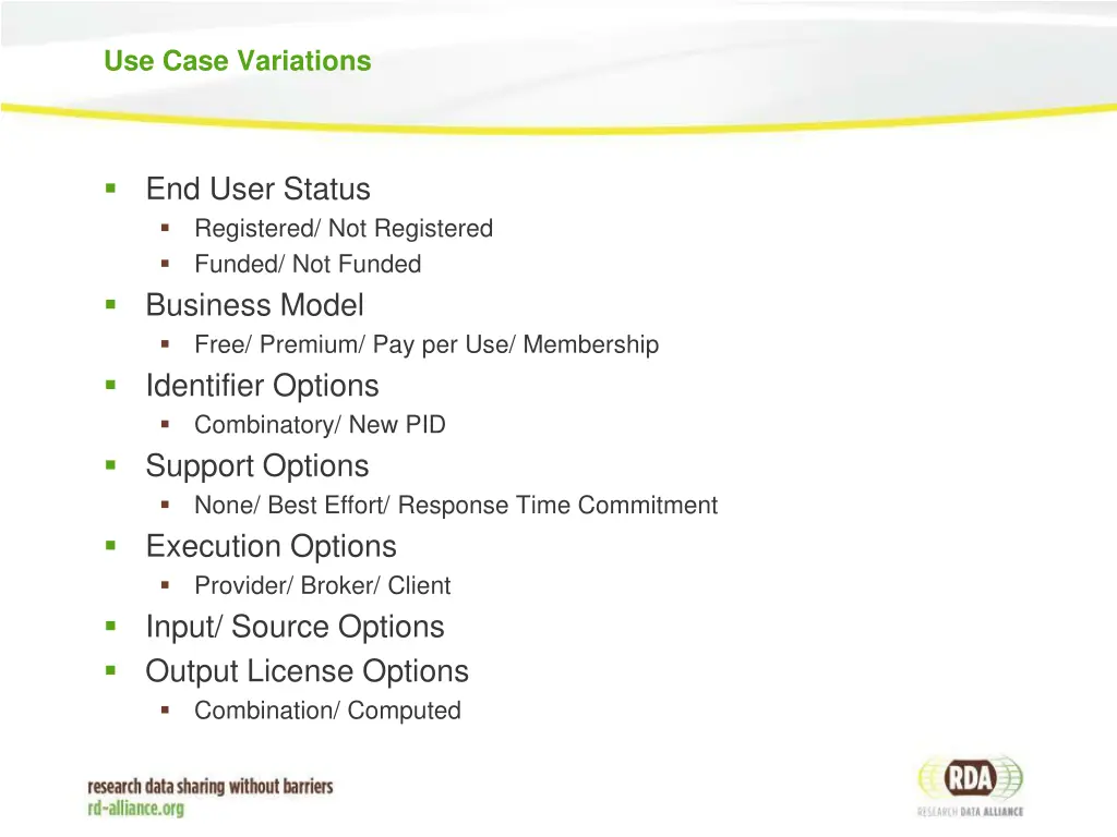 use case variations