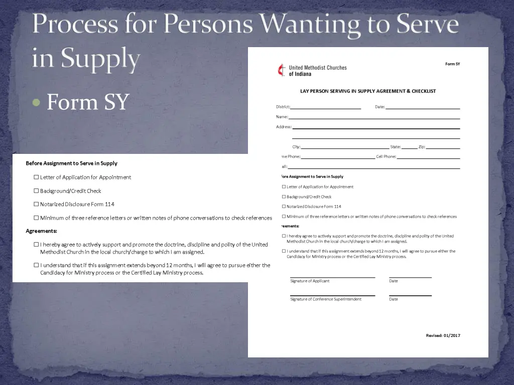 process for persons wanting to serve in supply