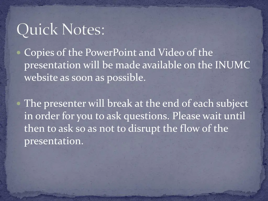 quick notes