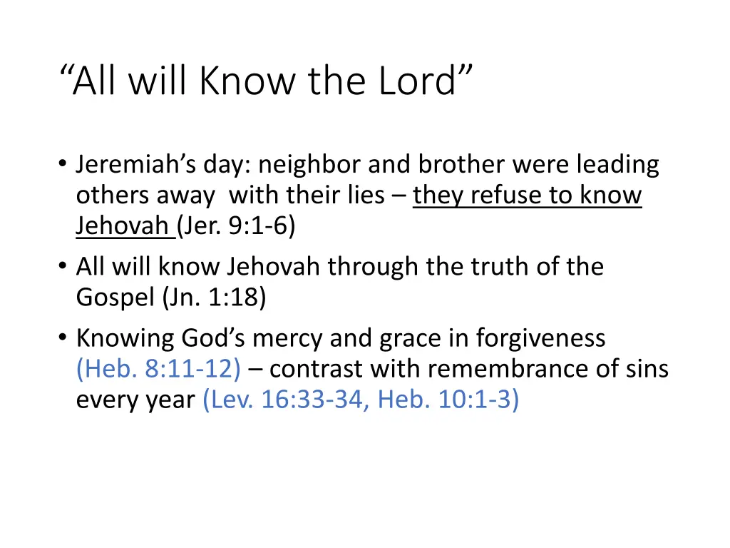 all will know the lord 1