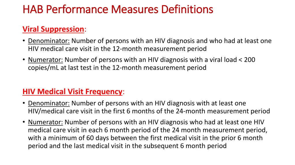 hab performance measures hab performance measures
