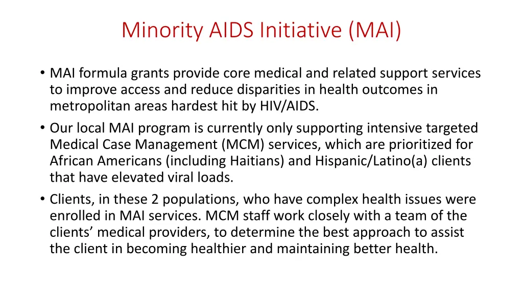 minority aids initiative mai