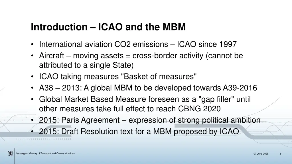 introduction icao and the mbm