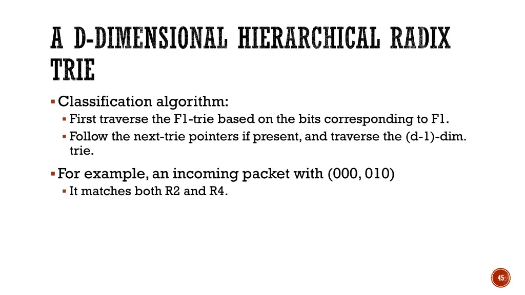 a d dimensional hierarchical radix trie