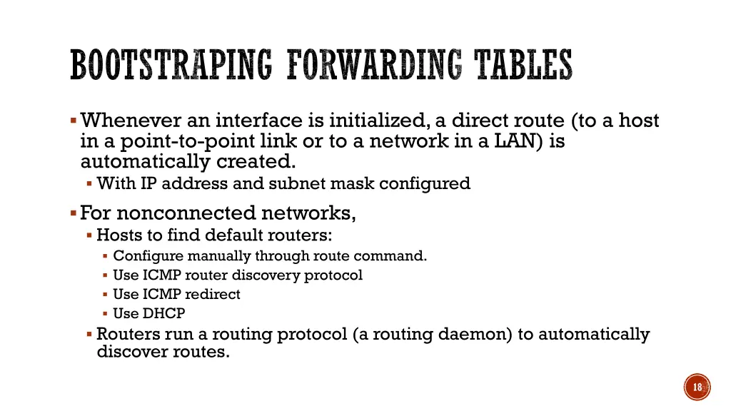 bootstraping forwarding tables