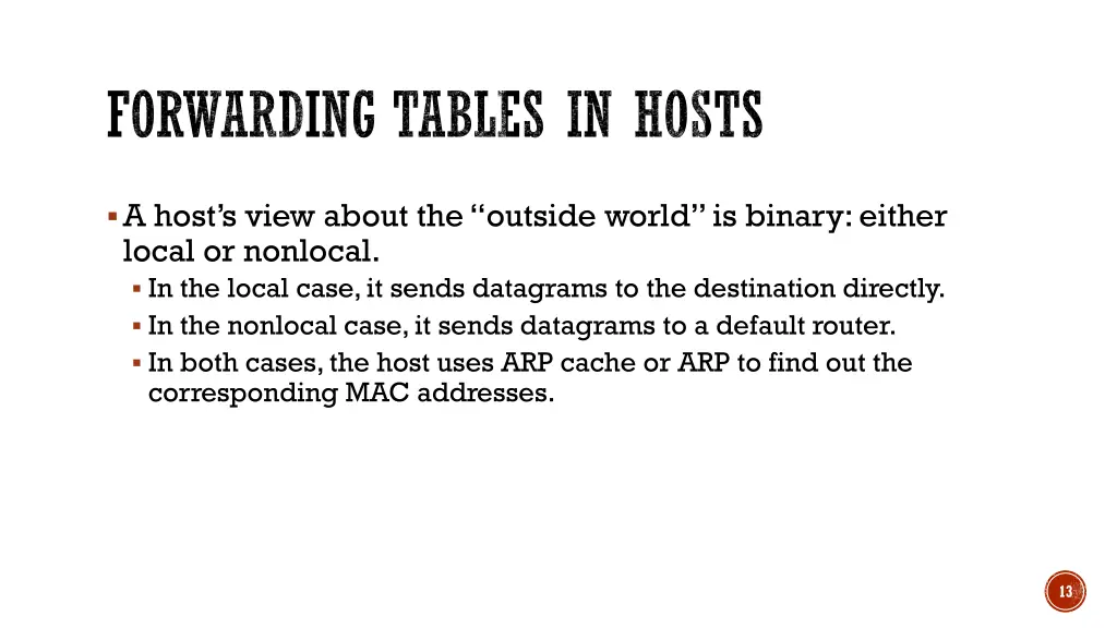 forwarding tables in hosts 1