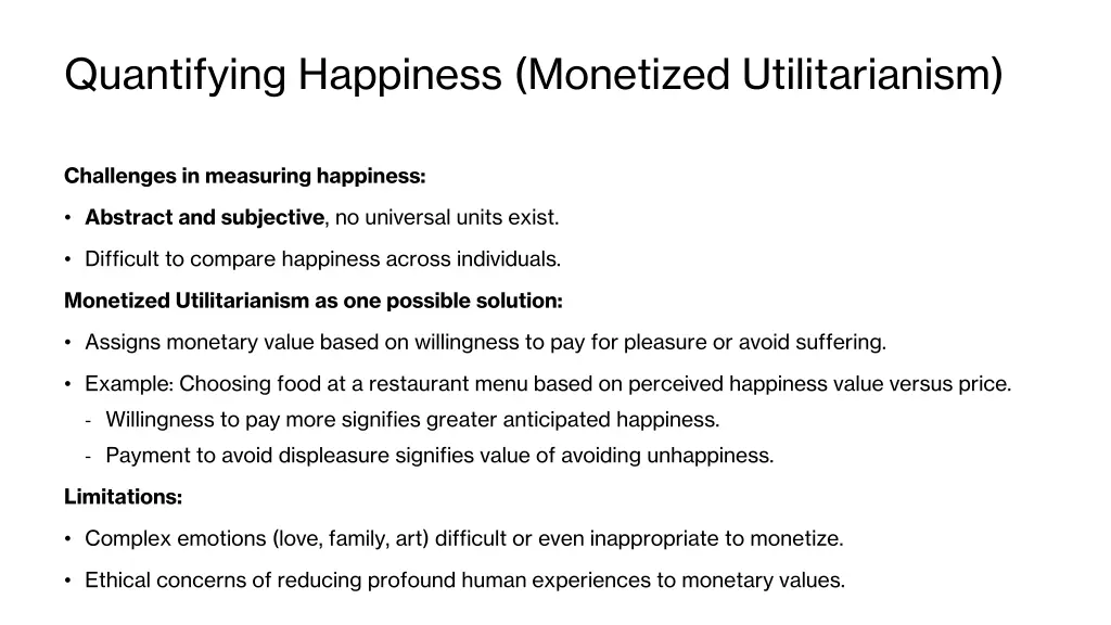 quantifying happiness monetized utilitarianism