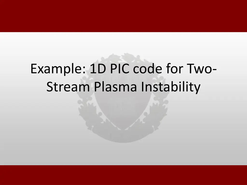 example 1d pic code for two stream plasma