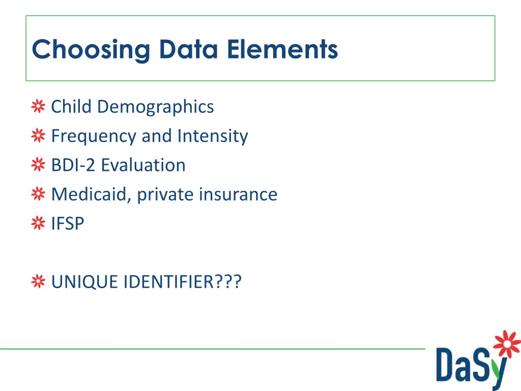 choosing data elements