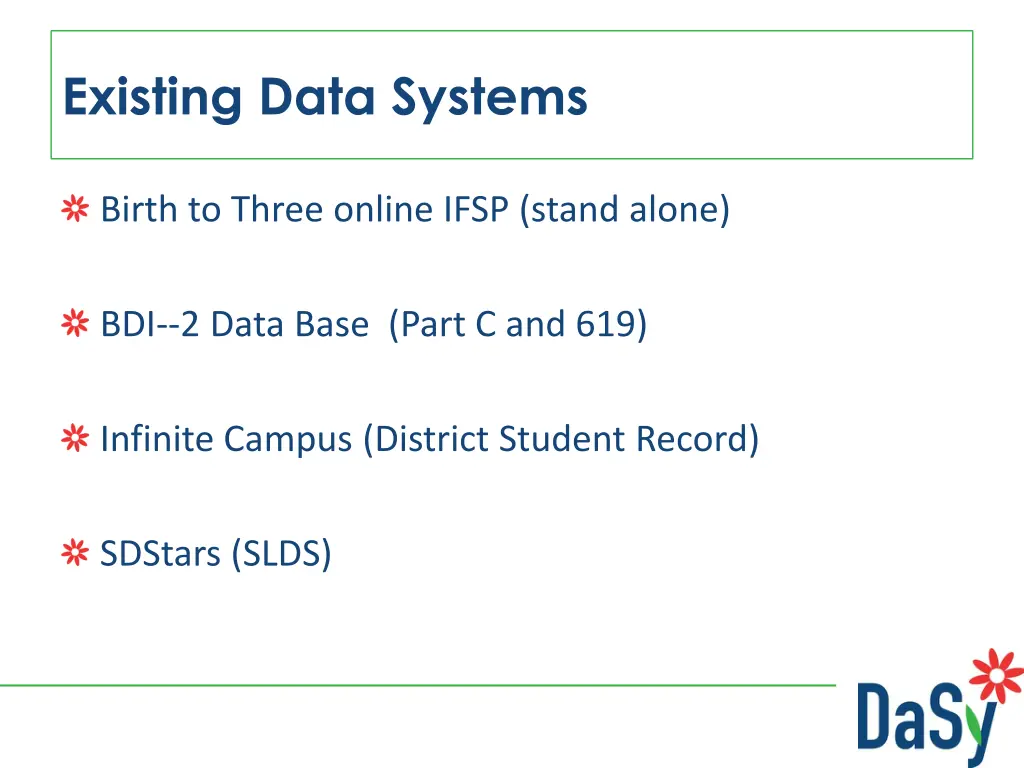 existing data systems
