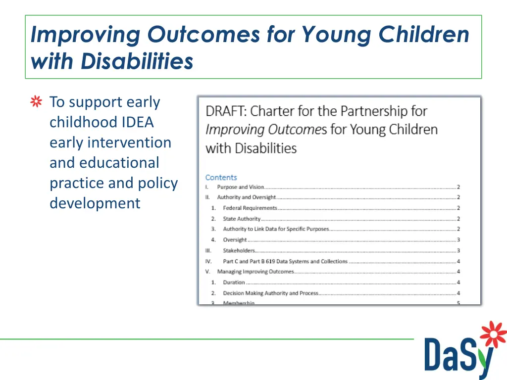 improving outcomes for young children with