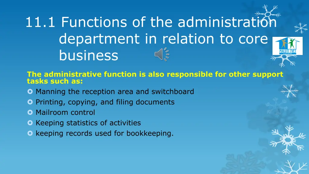 11 1 functions of the administration department