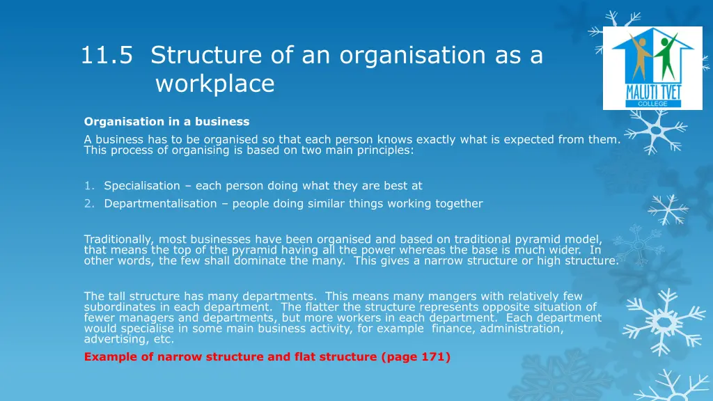 11 5 structure of an organisation as a workplace