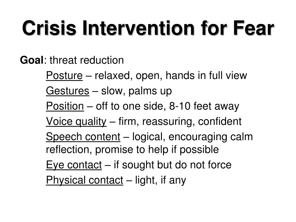 crisis intervention for fear