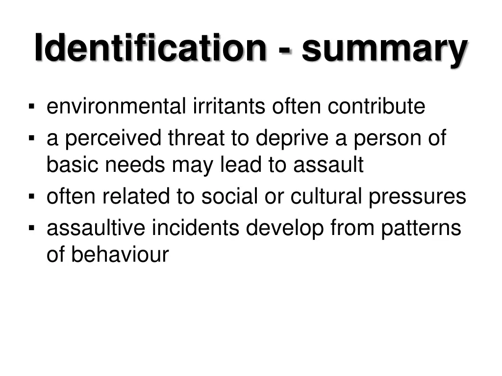 identification summary 1