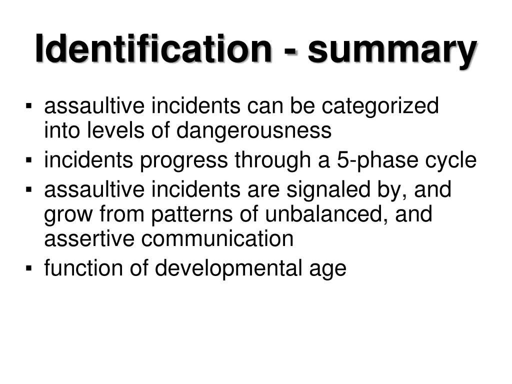 identification summary
