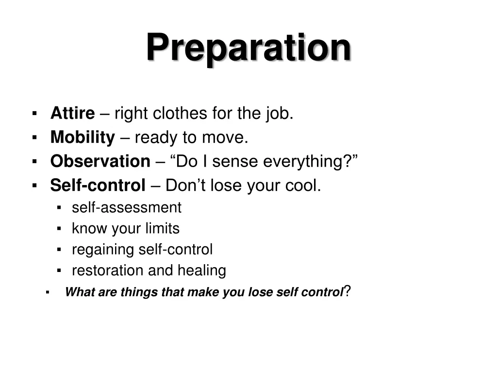 preparation