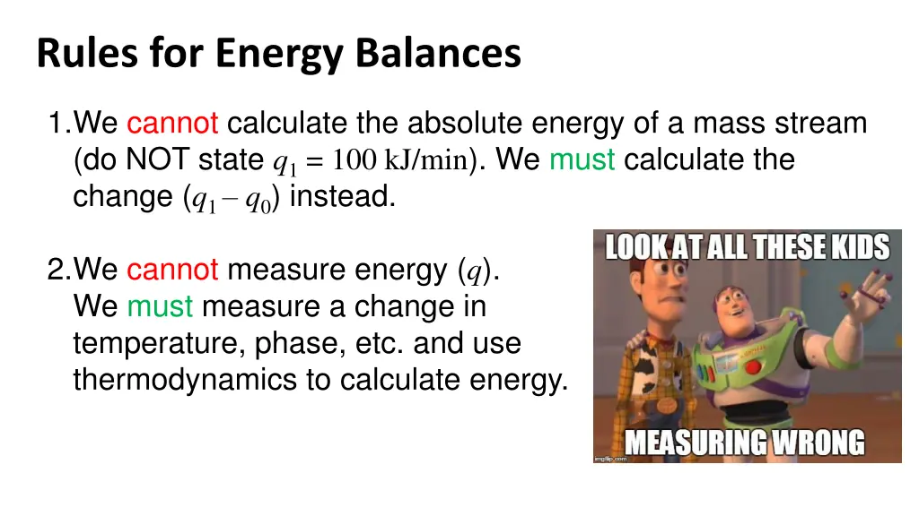 rules for energy balances