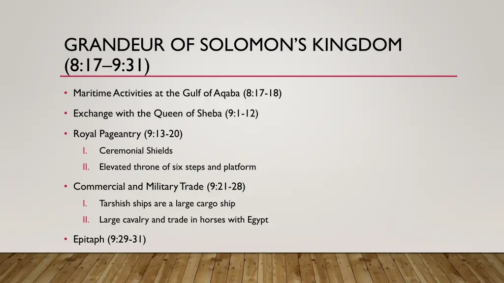 grandeur of solomon s kingdom 8 17 9 31