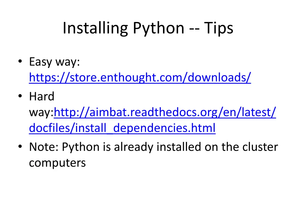installing python tips