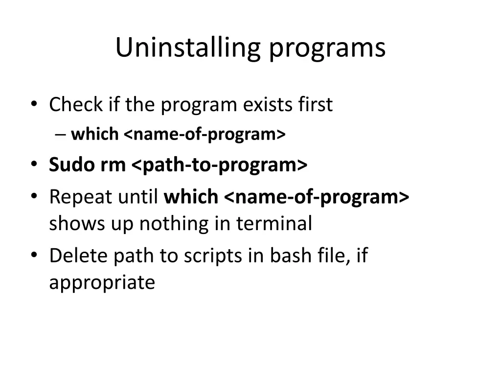 uninstalling programs