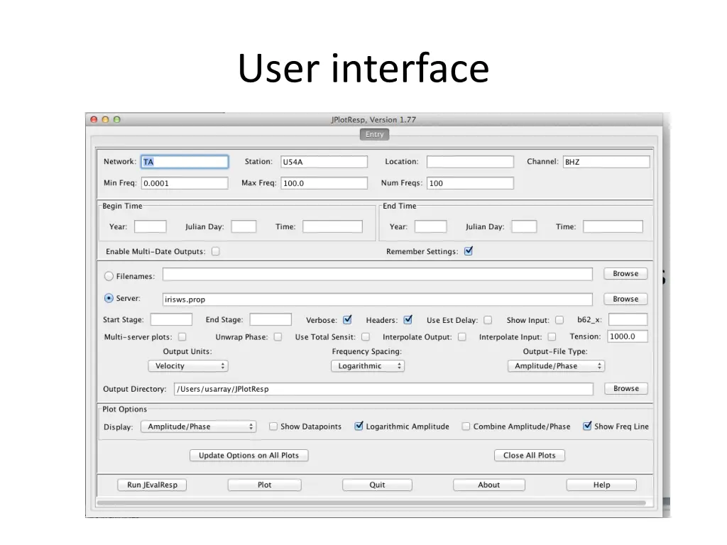 user interface