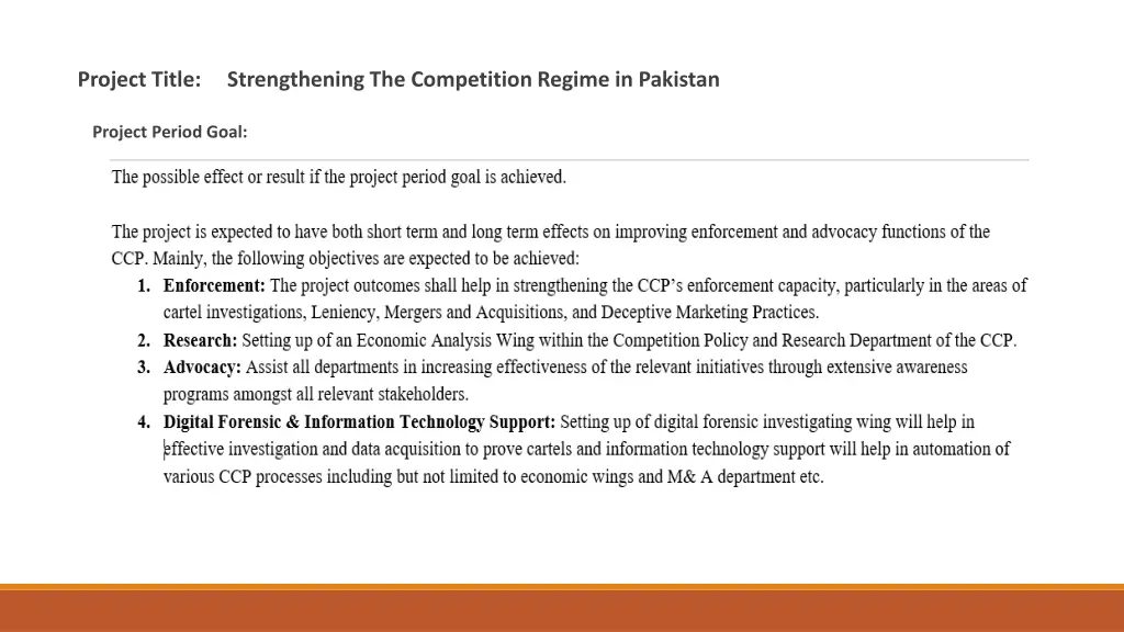 project title strengthening the competition