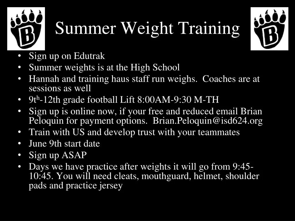 summer weight training