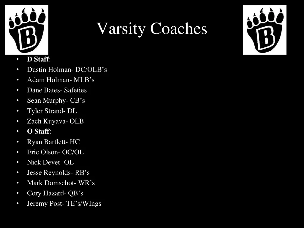 varsity coaches
