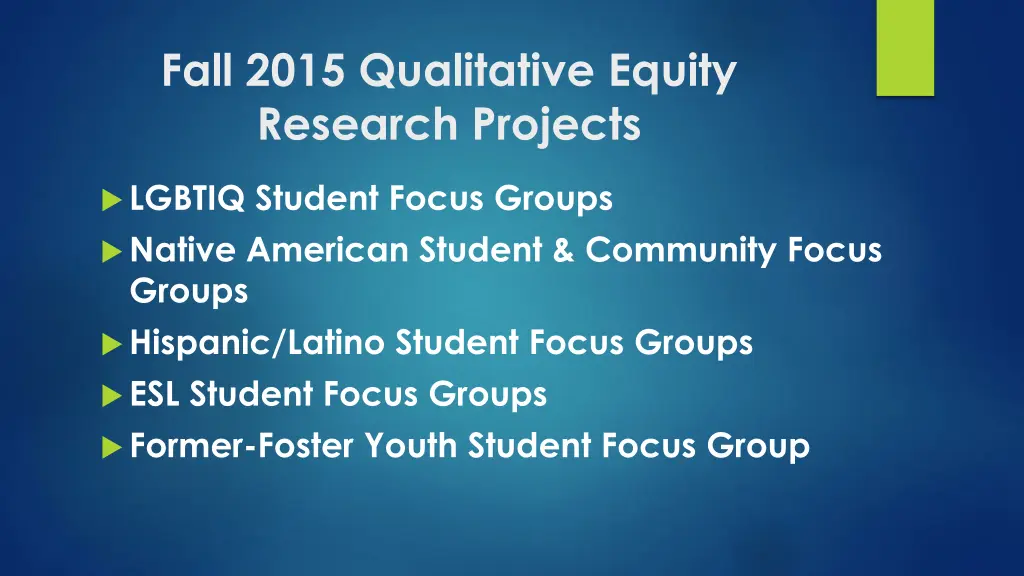 fall 2015 qualitative equity research projects