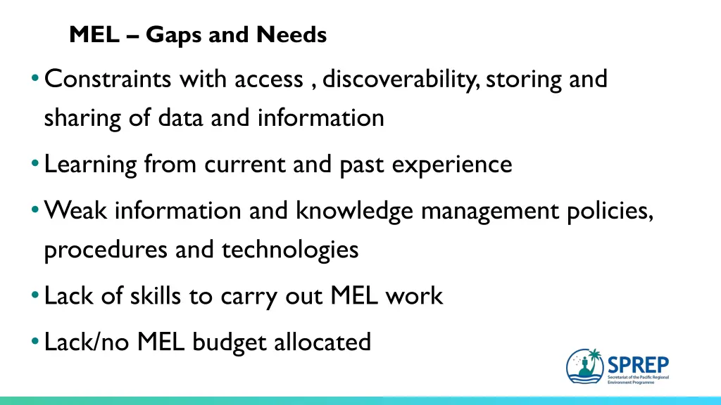 mel gaps and needs