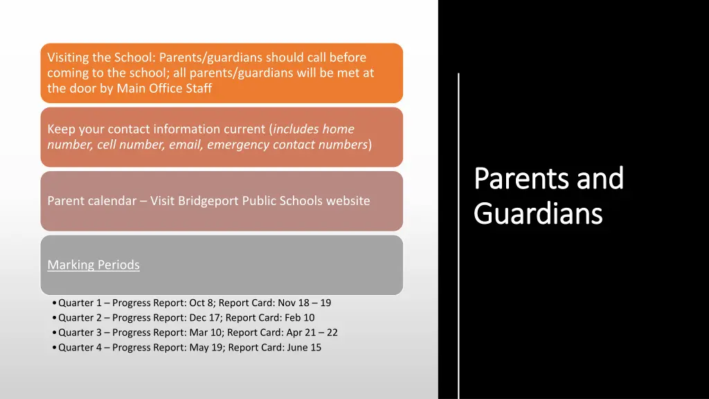 visiting the school parents guardians should call
