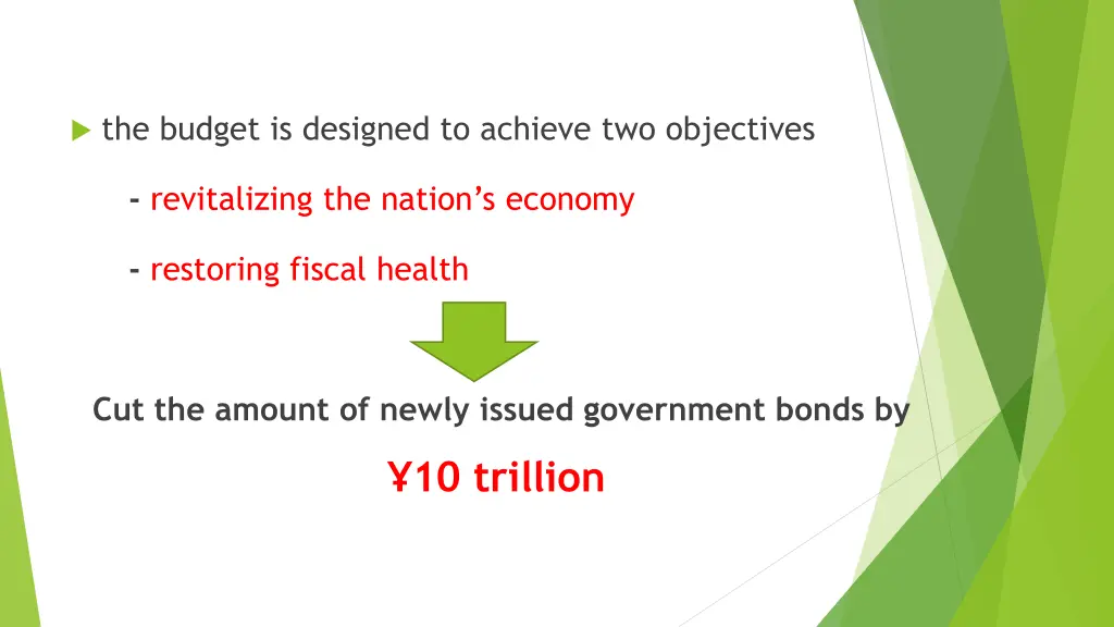 the budget is designed to achieve two objectives
