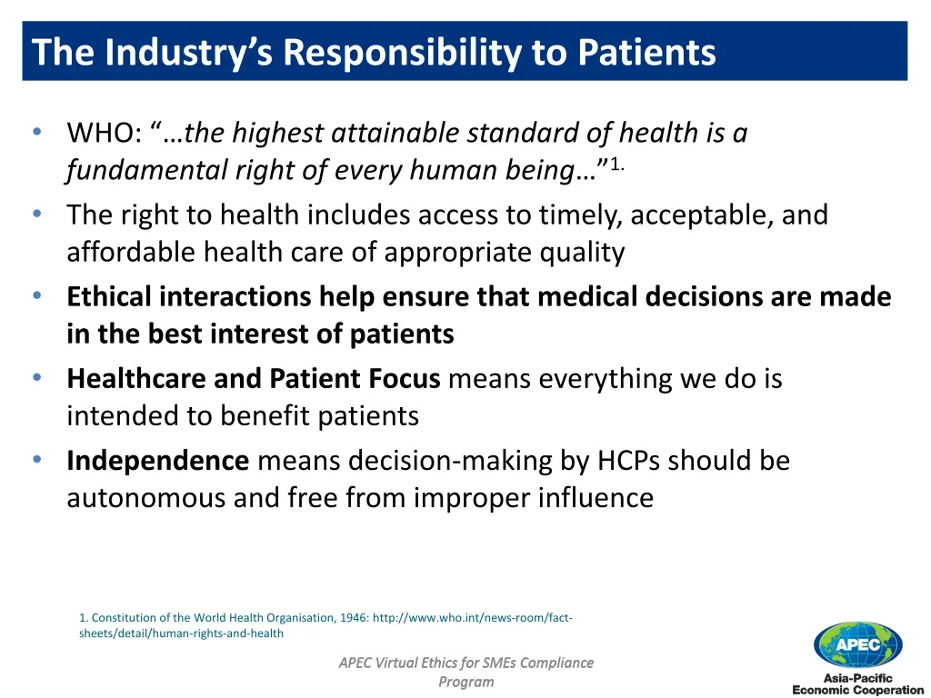 the industry s responsibility to patients