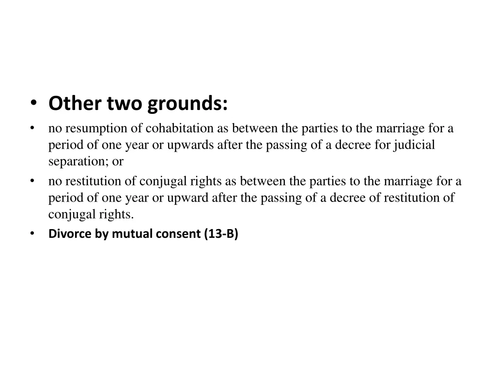 other two grounds no resumption of cohabitation