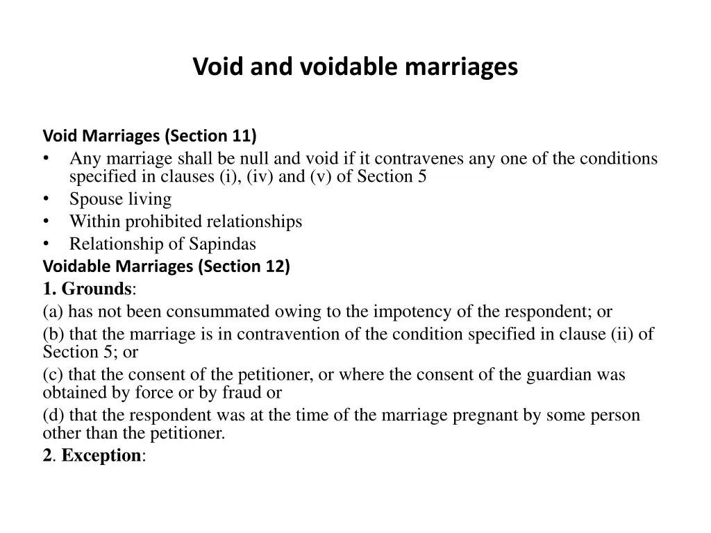 void and voidable marriages