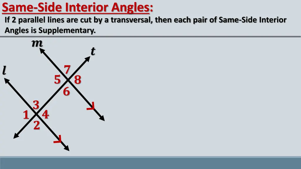same side interior angles if 2 parallel lines