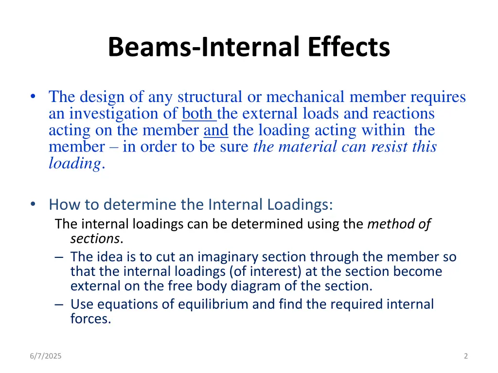 beams internal effects
