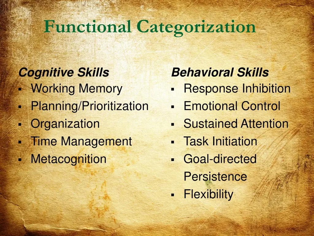 functional categorization