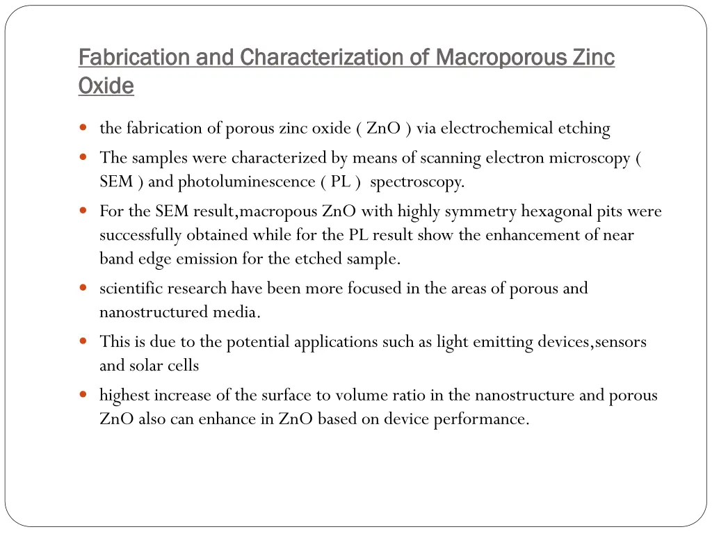 fabrication and characterization of fabrication