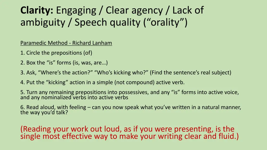 clarity engaging clear agency lack of ambiguity