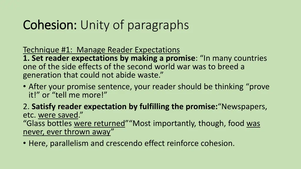 cohesion cohesion unity of paragraphs