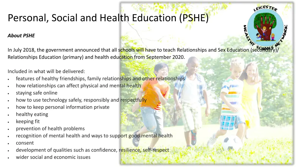 personal social and health education pshe