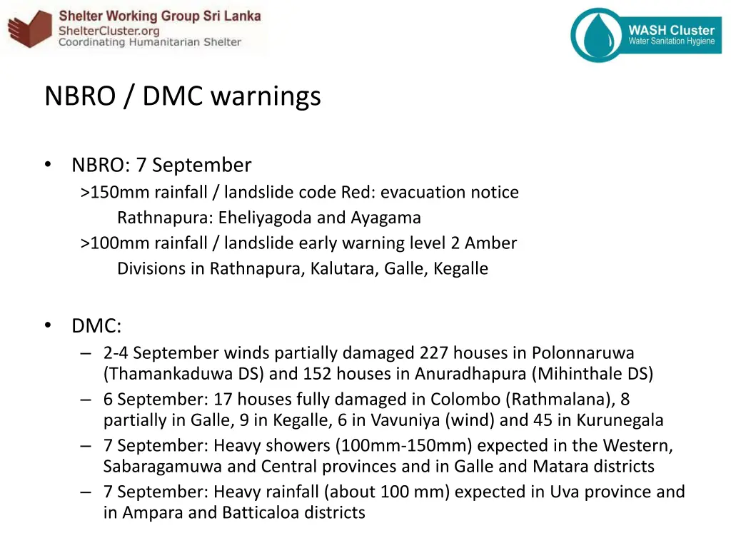 nbro dmc warnings