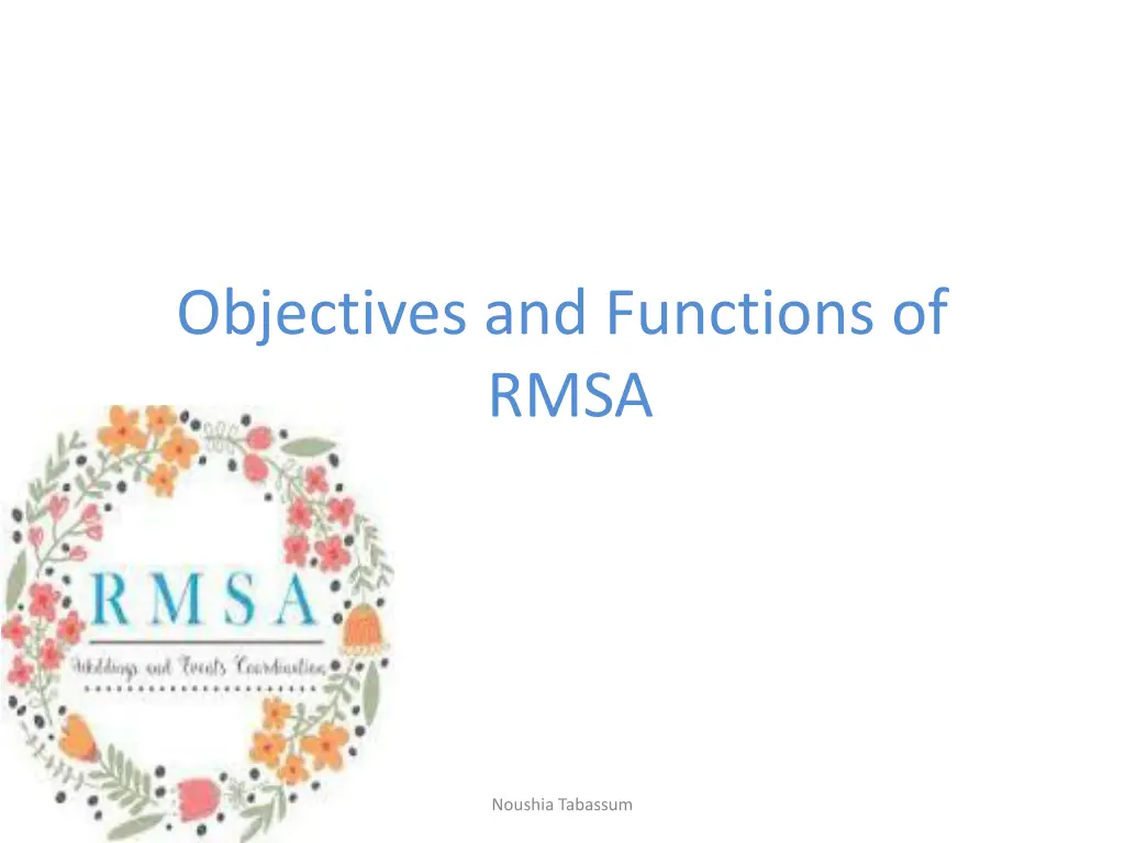 objectives and functions of rmsa