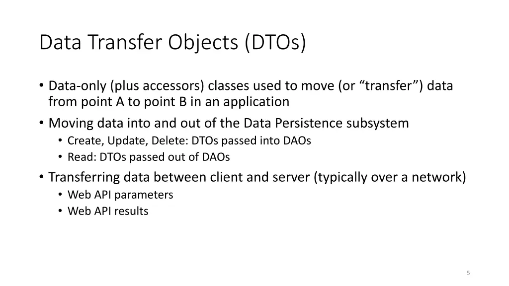data transfer objects dtos