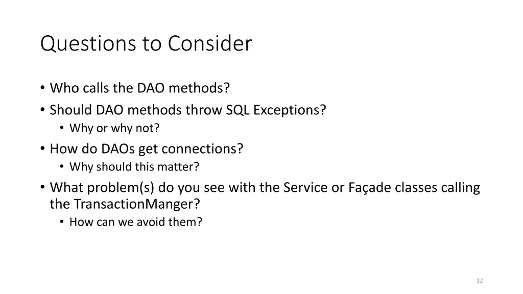 questions to consider