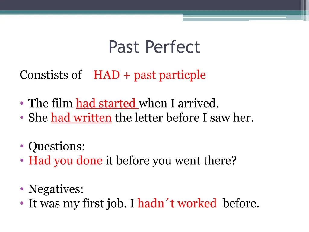 past perfect